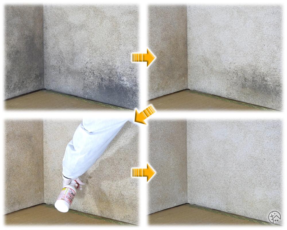漆喰/珪藻土/砂壁/土壁へのカビ取り侍の使い方（使用方法）